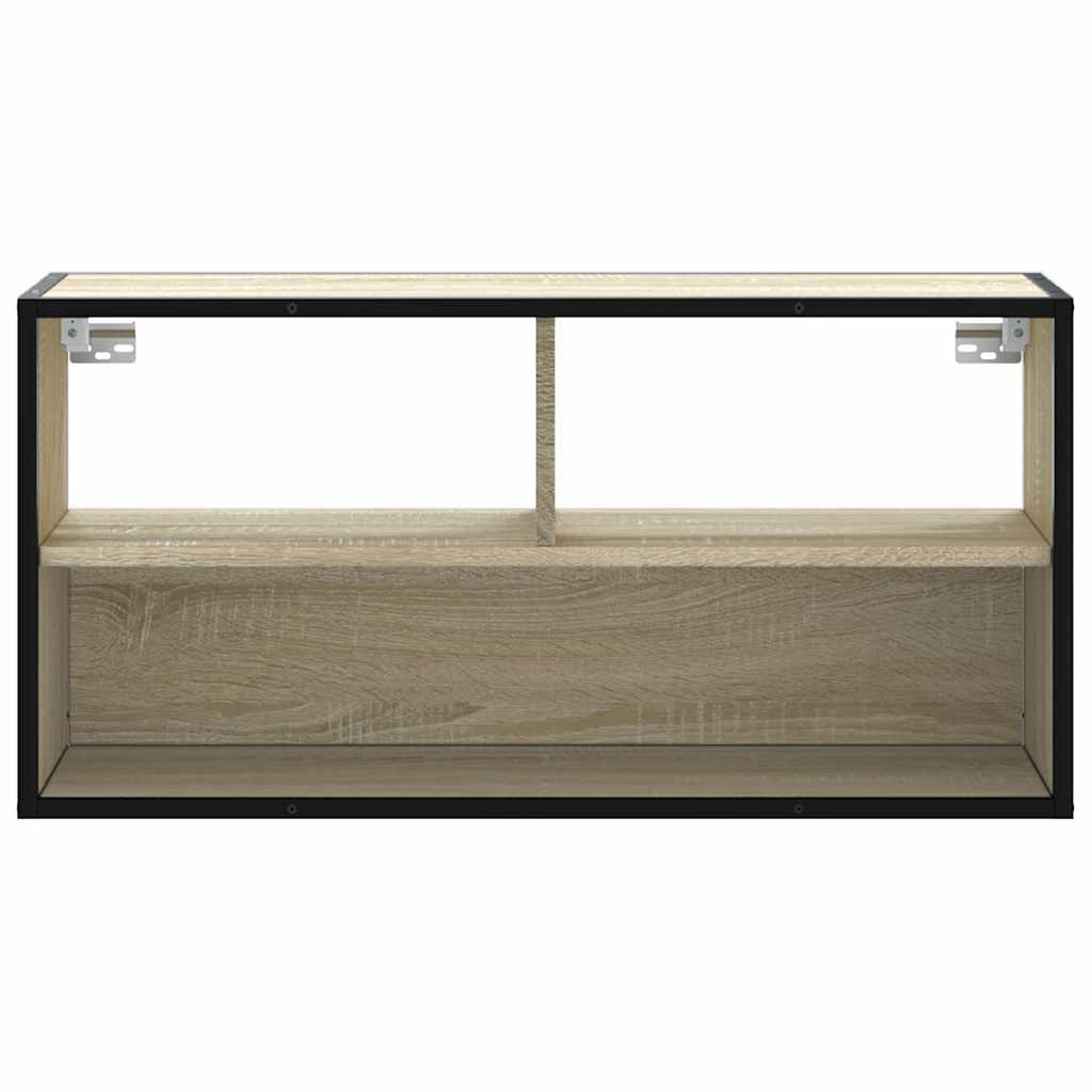 vidaXL Tv-meubel 80x31x39,5 cm bewerkt hout metaal sonoma eikenkleurig