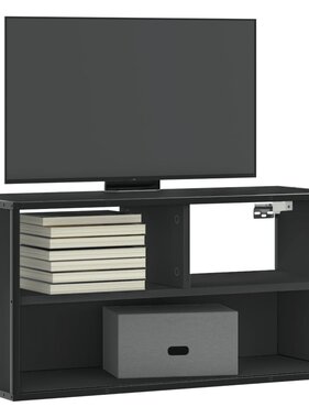 vidaXL Tv-meubel 80x31x39,5 cm bewerkt hout en metaal zwart