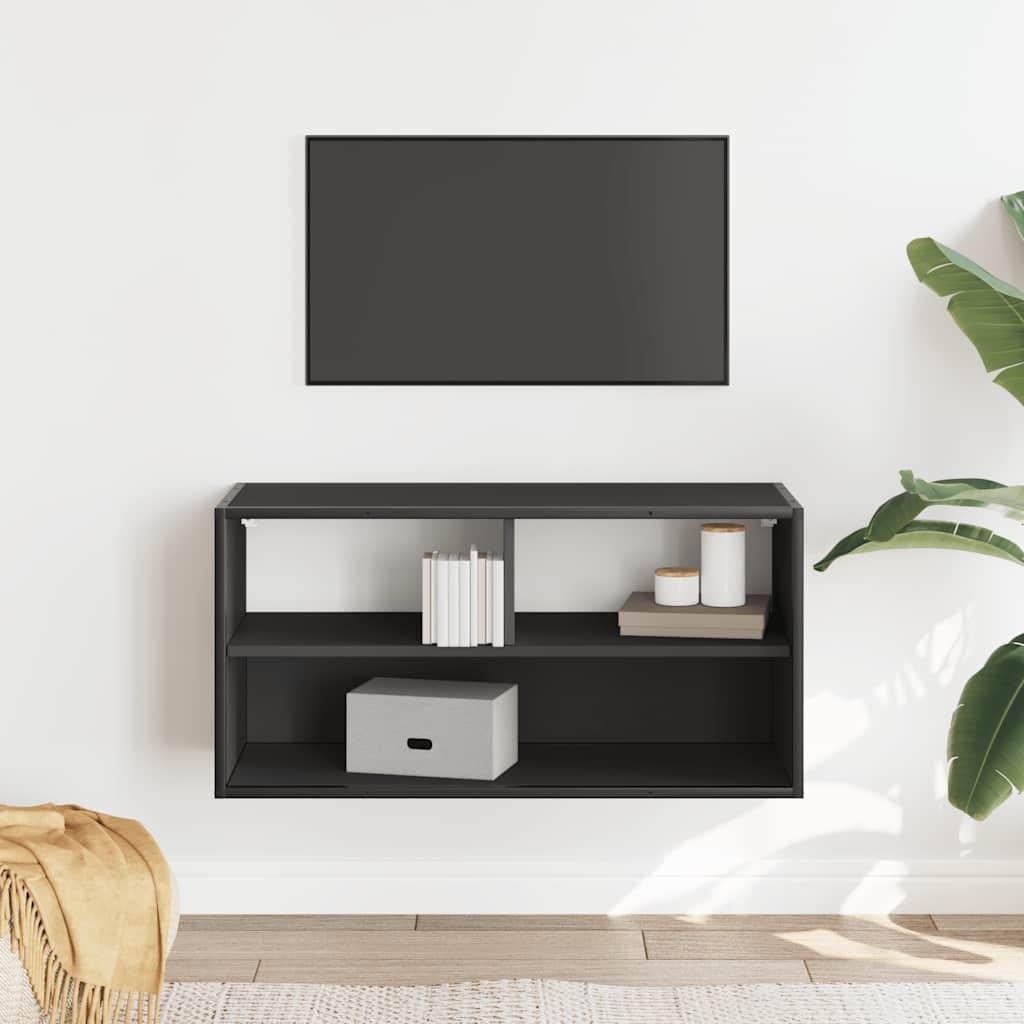 vidaXL Tv-meubel 80x31x39,5 cm bewerkt hout en metaal zwart