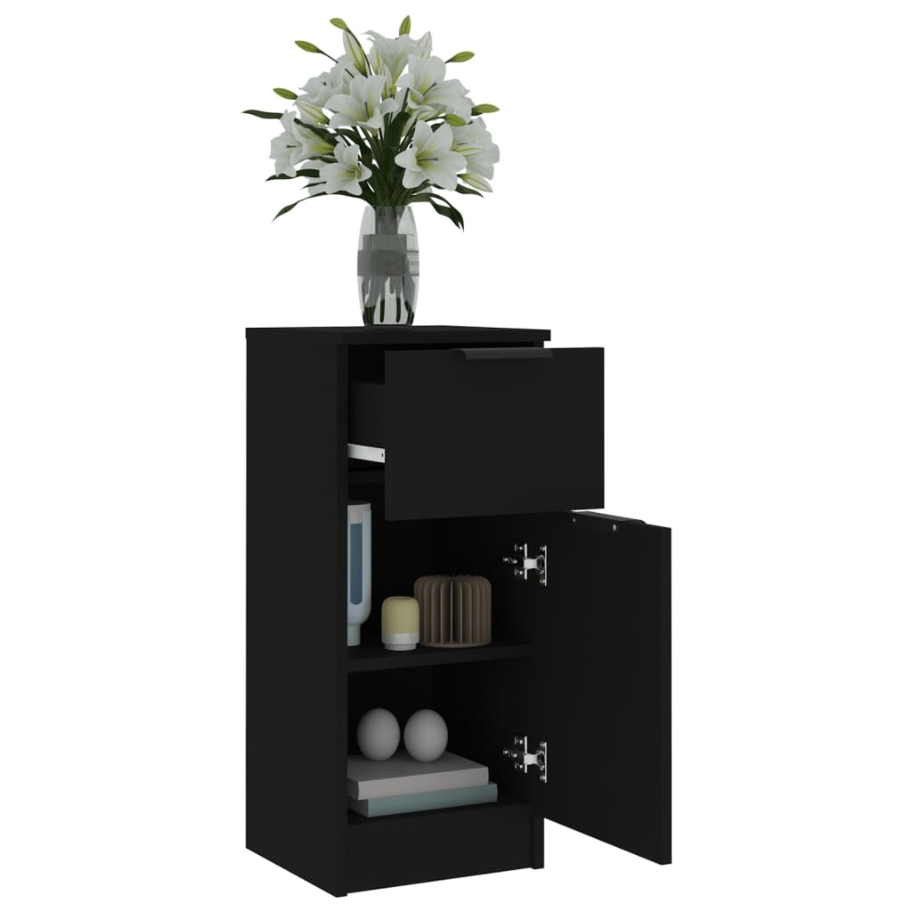 vidaXL Dressoirs 2 st 30x30x70 cm bewerkt hout zwart