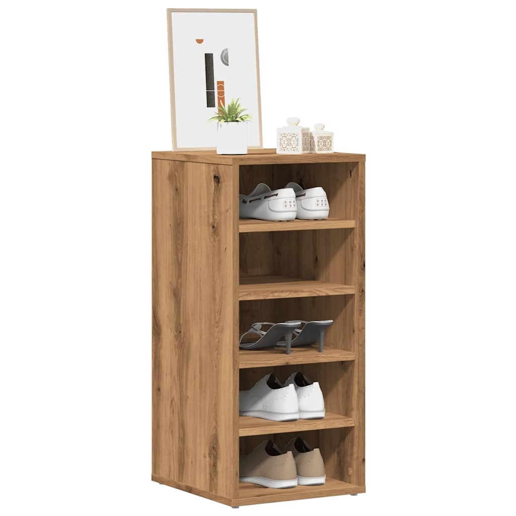 vidaXL Schoenenkasten 2 st 32x35x70 cm bewerkt hout artisanaal eiken