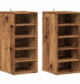 vidaXL Schoenenkasten 2 st 32x35x70 cm bewerkt hout oud houtkleurig