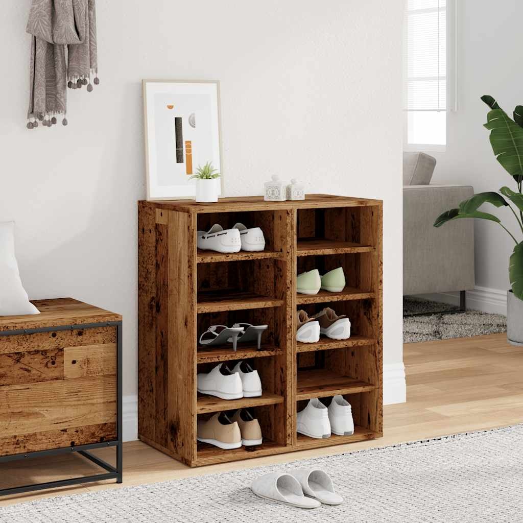 vidaXL Schoenenkasten 2 st 32x35x70 cm bewerkt hout oud houtkleurig