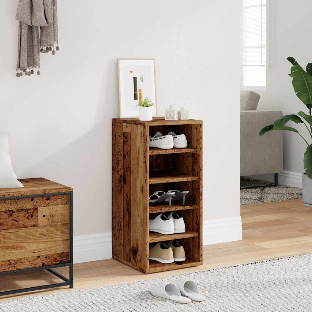 vidaXL Schoenenkast 32x35x70 cm bewerkt hout oud houtkleurig