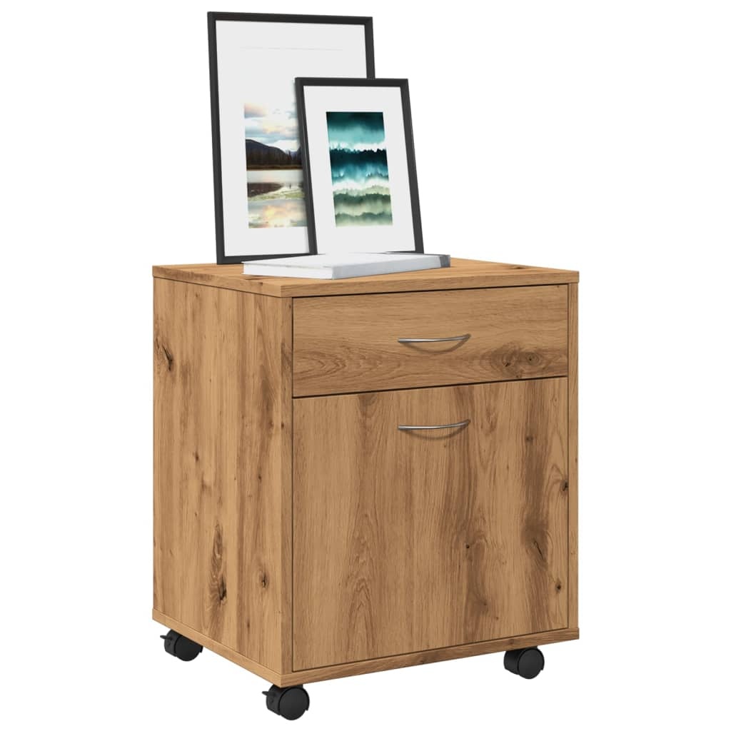 vidaXL Rolkast 45x38x54 cm bewerkt hout artisanaal eikenkleur