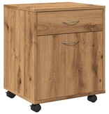 vidaXL Rolkast 45x38x54 cm bewerkt hout artisanaal eikenkleur