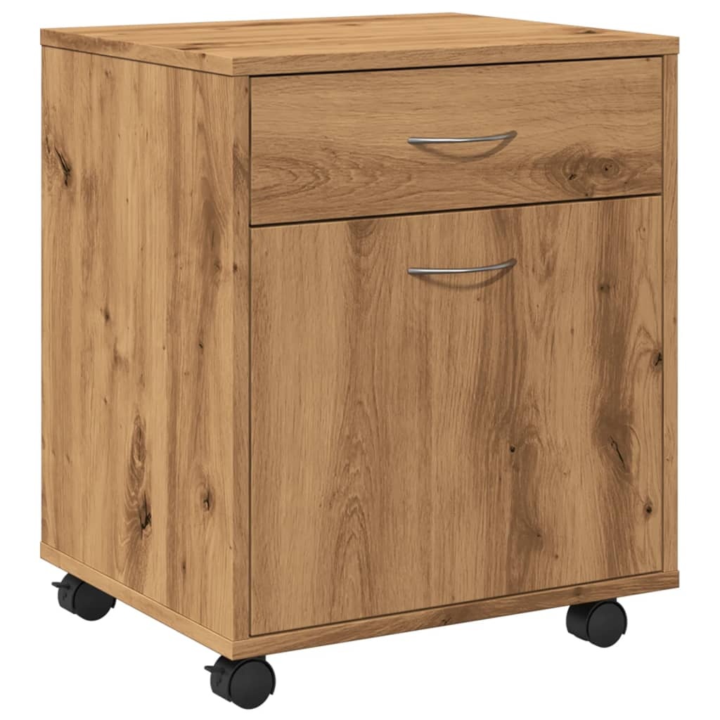 vidaXL Rolkast 45x38x54 cm bewerkt hout artisanaal eikenkleur
