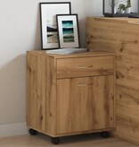 vidaXL Rolkast 45x38x54 cm bewerkt hout artisanaal eikenkleur