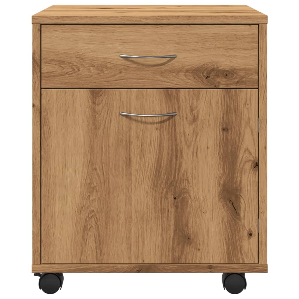 vidaXL Rolkast 45x38x54 cm bewerkt hout artisanaal eikenkleur