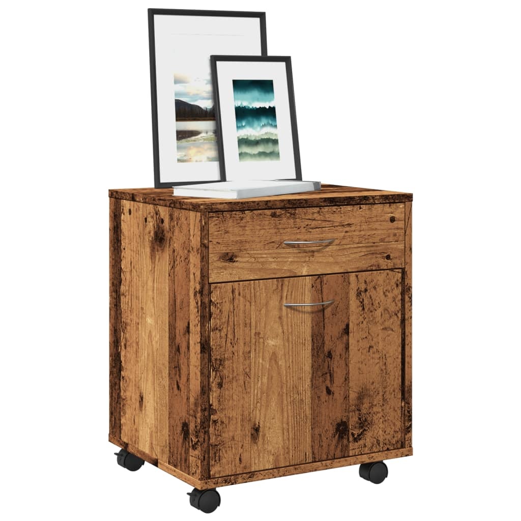 vidaXL Kast verrijdbaar 45x38x54 cm bewerkt hout oud houtkleurig