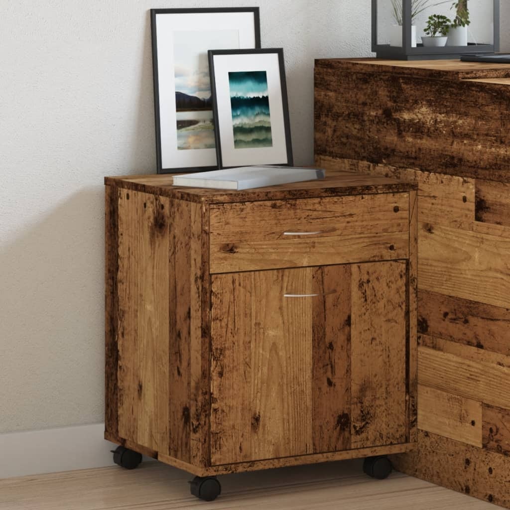 vidaXL Kast verrijdbaar 45x38x54 cm bewerkt hout oud houtkleurig