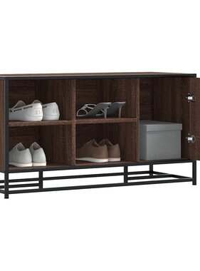 vidaXL Schoenenbank 100x40x53,5 cm bewerkt hout en metaal bruin eiken