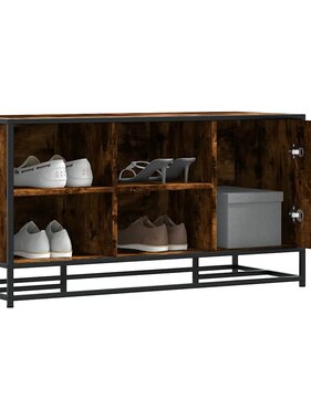 vidaXL Schoenenbank 100x40x53,5cm bewerkt hout en metaal gerookt eiken