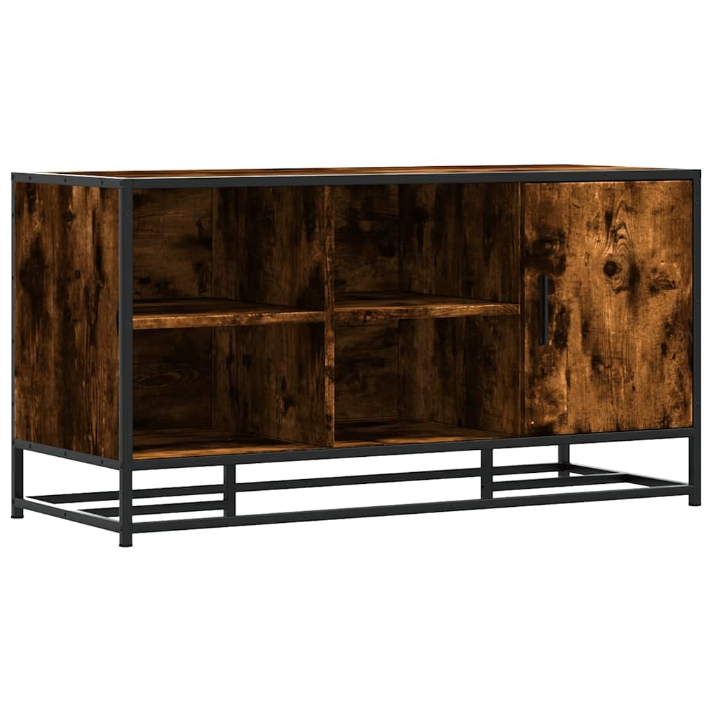 vidaXL Schoenenbank 100x40x53,5cm bewerkt hout en metaal gerookt eiken