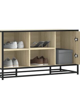 vidaXL Schoenenbank 100x40x53,5 cm bewerkt hout en metaal sonoma eiken