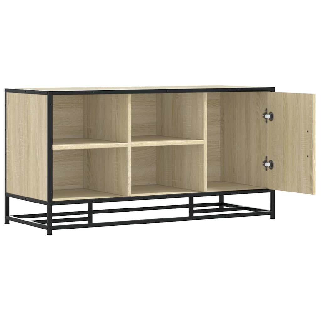 vidaXL Schoenenbank 100x40x53,5 cm bewerkt hout en metaal sonoma eiken