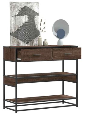 VidaXL Wandtafel 90x35x80 cm bewerkt hout bruin eikenkleur