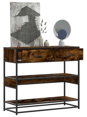 VidaXL Wandtafel 90x35x80 cm bewerkt hout gerookt eikenkleurig