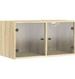 vidaXL Wandkast met glazen deuren 68,5x37x35 cm sonoma eikenkleurig