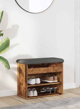 vidaXL Schoenenbank 62x32x50 cm bewerkt hout oud houtkleurig
