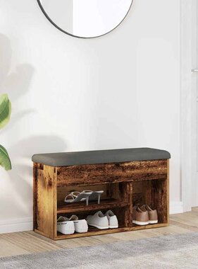 vidaXL Schoenenbank 82x32x45,5 cm bewerkt hout oud houtkleurig