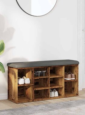 vidaXL Schoenenbank 102x32x50 cm bewerkt hout oud houtkleurig