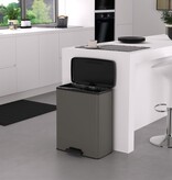 vidaXL Pedaalemmer Deco rechthoekig 65 L koelgrijs