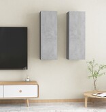 vidaXL Tv-meubels 2 st 30,5x30x90 cm bewerkt hout betongrijs