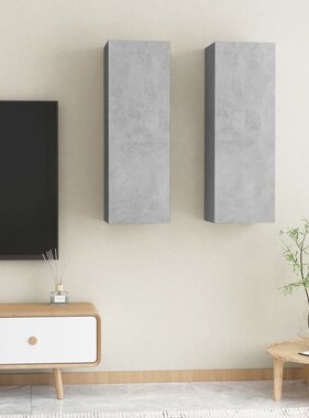 vidaXL Tv-meubels 2 st 30,5x30x90 cm bewerkt hout betongrijs