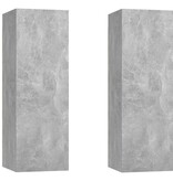vidaXL Tv-meubels 2 st 30,5x30x90 cm bewerkt hout betongrijs
