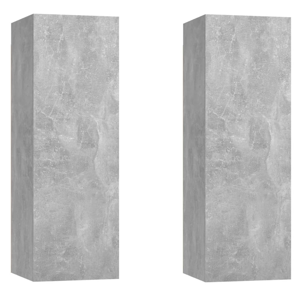 vidaXL Tv-meubels 2 st 30,5x30x90 cm bewerkt hout betongrijs
