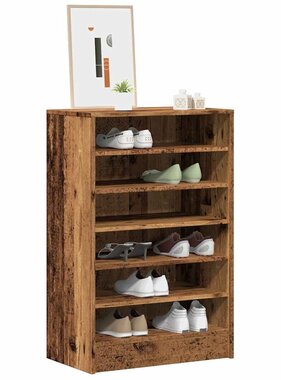 vidaXL Schoenenkast 60x35x92 cm bewerkt hout oud houtkleurig
