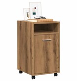 VidaXL Kast met wielen 33x38x60 cm bewerkt hout artisanaal eikenkleur