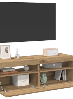 vidaXL Tv-meubels met LED 2 st bewerkt hout artisanaal eiken