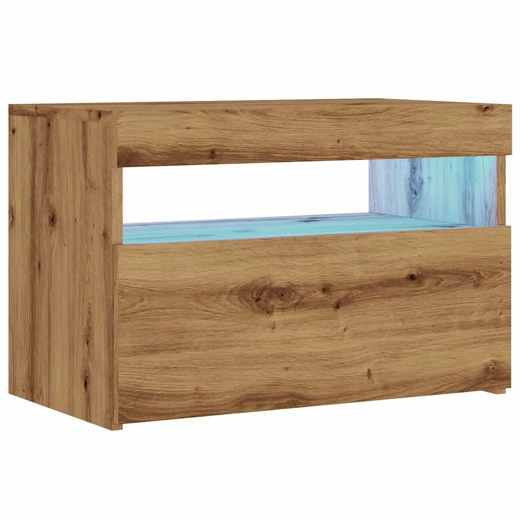 VidaXL Tv-meubel met LED 60x35x40 cm bewerkt hout artisanaal eiken