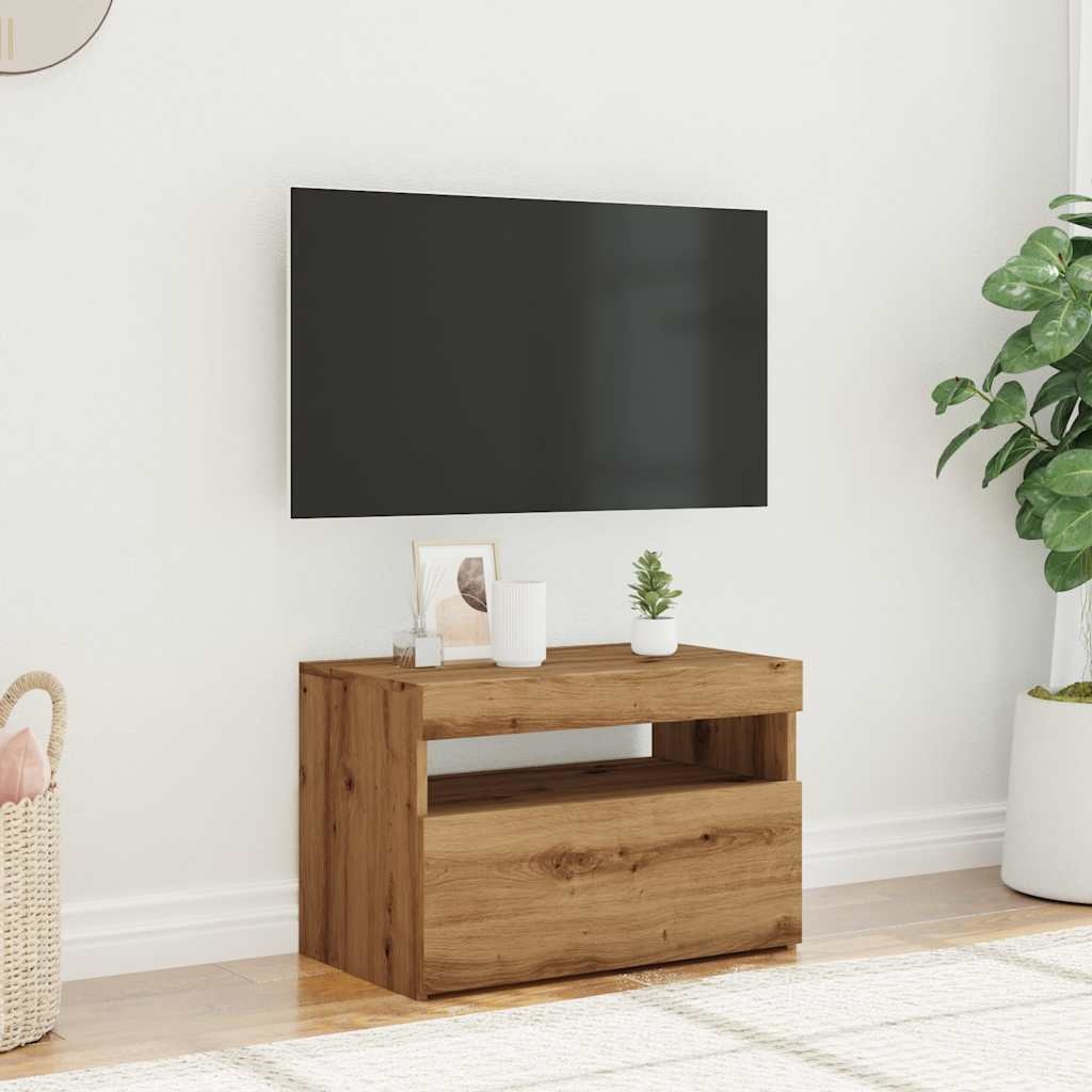 VidaXL Tv-meubel met LED 60x35x40 cm bewerkt hout artisanaal eiken