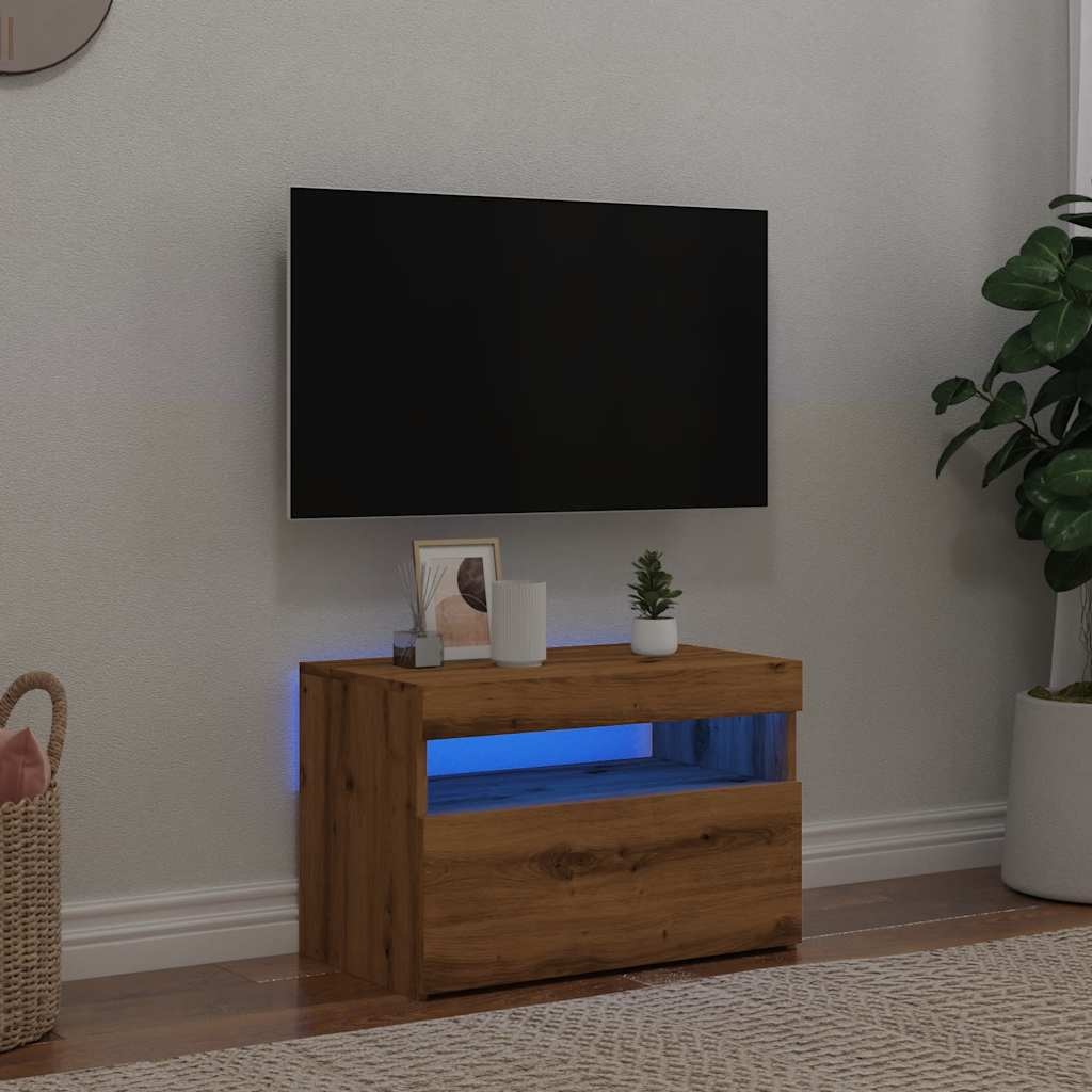 VidaXL Tv-meubel met LED 60x35x40 cm bewerkt hout artisanaal eiken