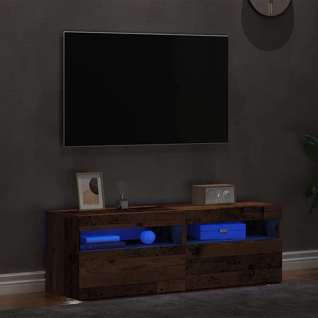 VidaXL Tv-meubels met LED-verlichting 2 st bewerkt hout oud hout