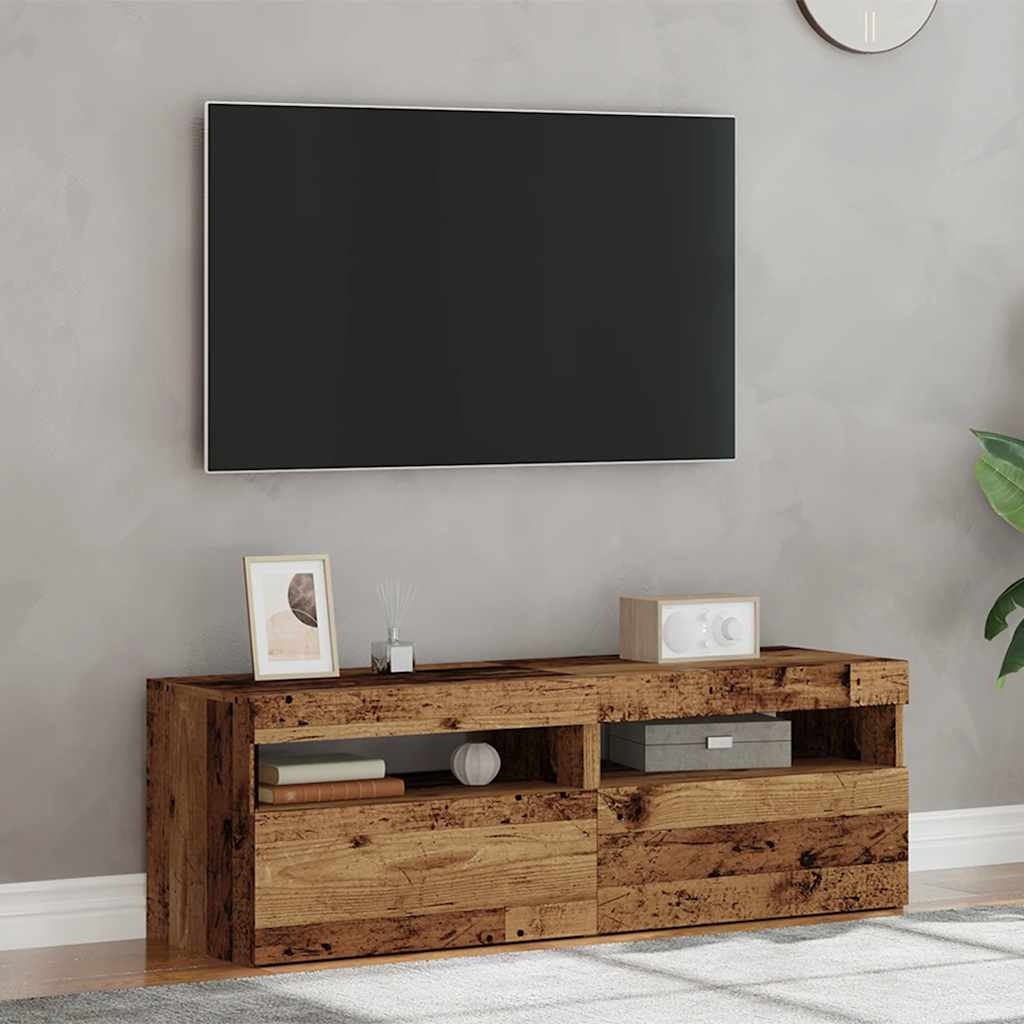 VidaXL Tv-meubels met LED-verlichting 2 st bewerkt hout oud hout