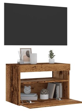 vidaXL Tv-meubel met LED 60x35x40 cm bewerkt hout oud hout