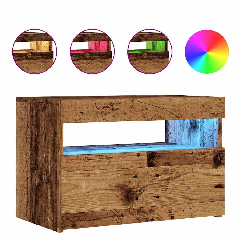 VidaXL Tv-meubel met LED 60x35x40 cm bewerkt hout oud hout