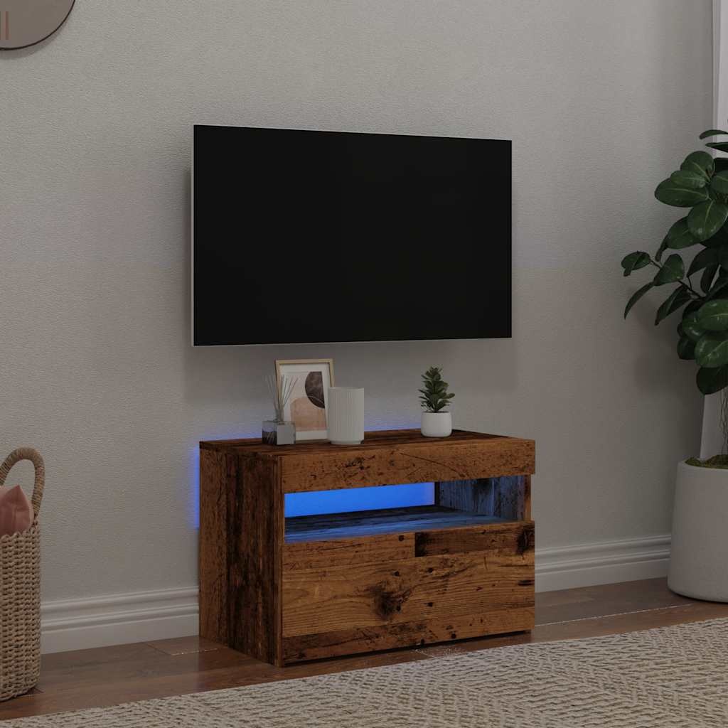 VidaXL Tv-meubel met LED 60x35x40 cm bewerkt hout oud hout