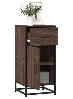 vidaXL Dressoir 35,5x35x76 cm bewerkt hout en metaal bruin eikenkleur