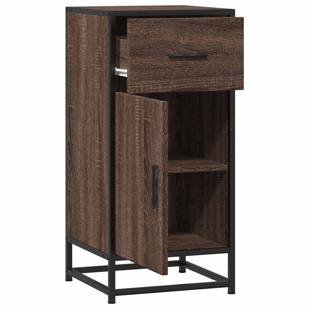 VidaXL Dressoir 35,5x35x76 cm bewerkt hout en metaal bruin eikenkleur