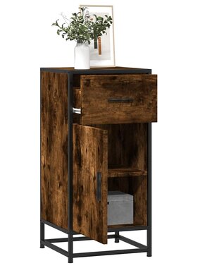 vidaXL Dressoir 35,5x35x76 cm bewerkt hout en metaal gerookt eiken