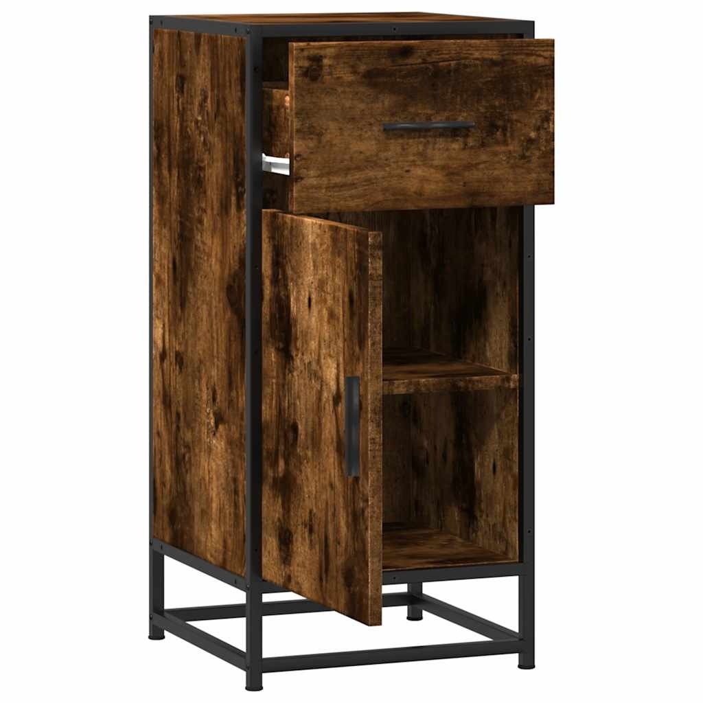 VidaXL Dressoir 35,5x35x76 cm bewerkt hout en metaal gerookt eiken