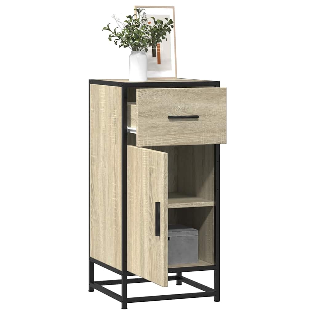 VidaXL Dressoir 35,5x35x76 cm bewerkt hout en metaal sonoma eikenkleur