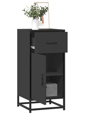 vidaXL Dressoir 35,5x35x76 cm bewerkt hout en metaal zwart