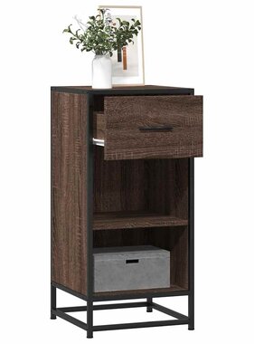 vidaXL Dressoir 35,5x35x76 cm bewerkt hout en metaal bruin eikenkleur