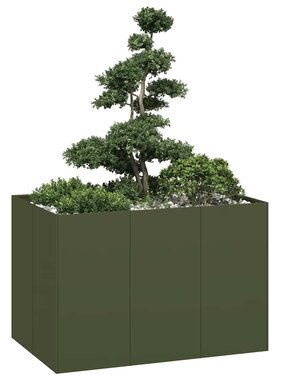vidaXL Plantenbak 120x80x80 cm staal olijfgroen